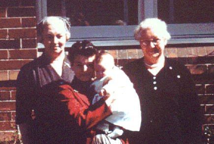 Dorothy Oliver, Esther Sneddon, Nola Oliver with baby, Janelle Oliver