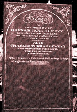 Headstone of Charles Thomas Hewett and Hannah Jane Hewett.